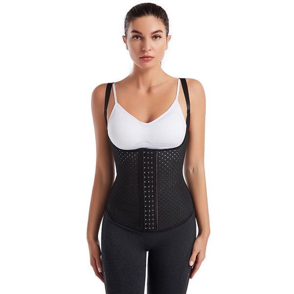 women's shapers plus size black hollow out rubber firm tummy control body shaper women slimming vest latex shapewear corset waist train, Black;white